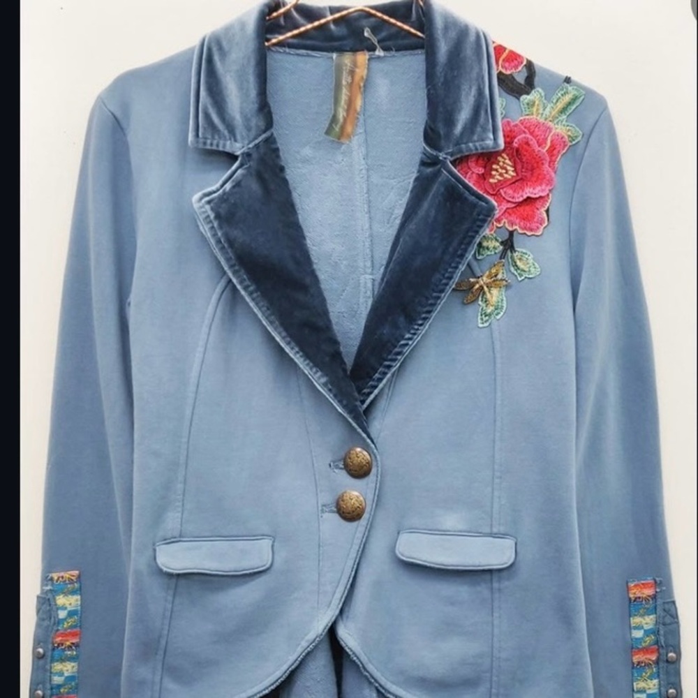 Embroidered Blue Women's Jacket